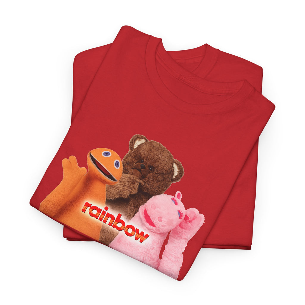 Rainbow Kids TV Zippy, George and Bungle Puppets T-Shirt — Cute Teddy & Hand Puppets Graphic Tee