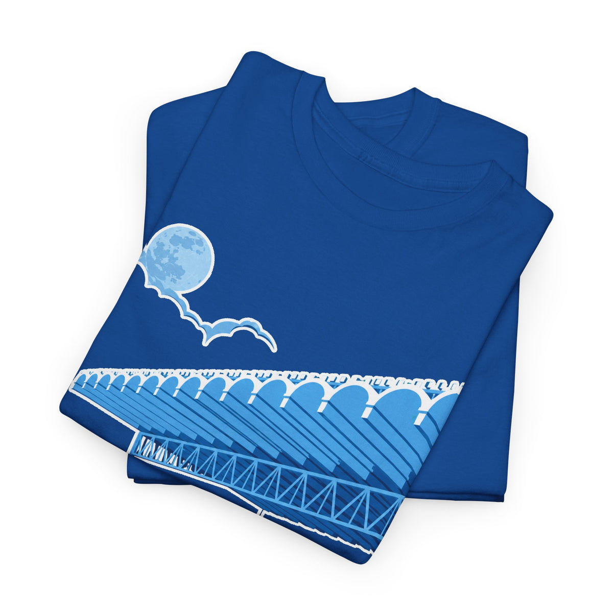 Manchester City Maine Road, Main Stand Cotton T-Shirt — Blue Retro Sports Venue Tee