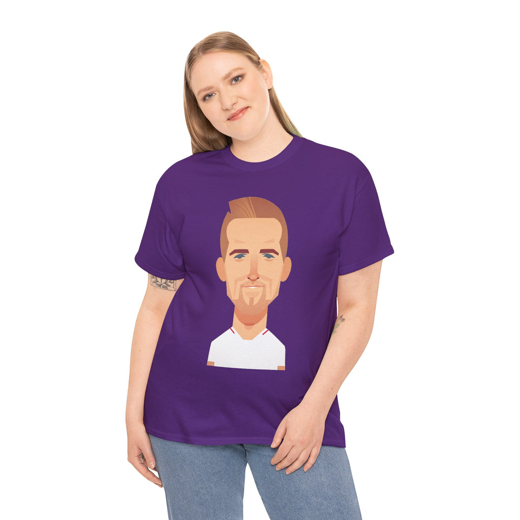 Harry Kane England Caricature Portrait Tee — Minimal Male Face Graphic Cotton T-Shirt