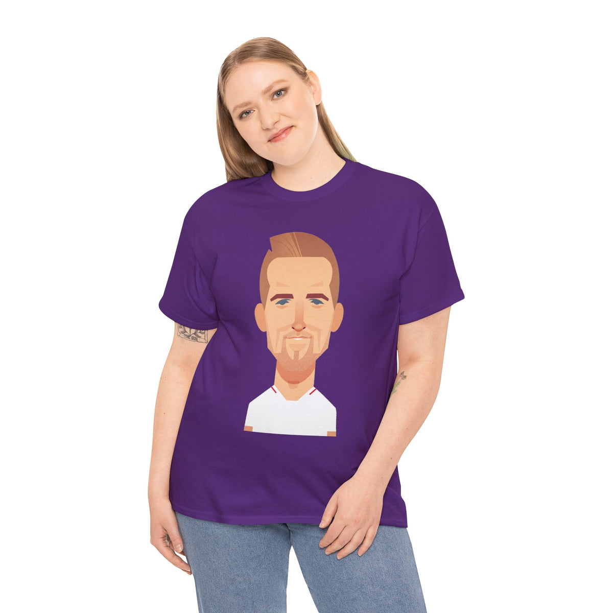 Harry Kane England Caricature Portrait Tee — Minimal Male Face Graphic Cotton T-Shirt
