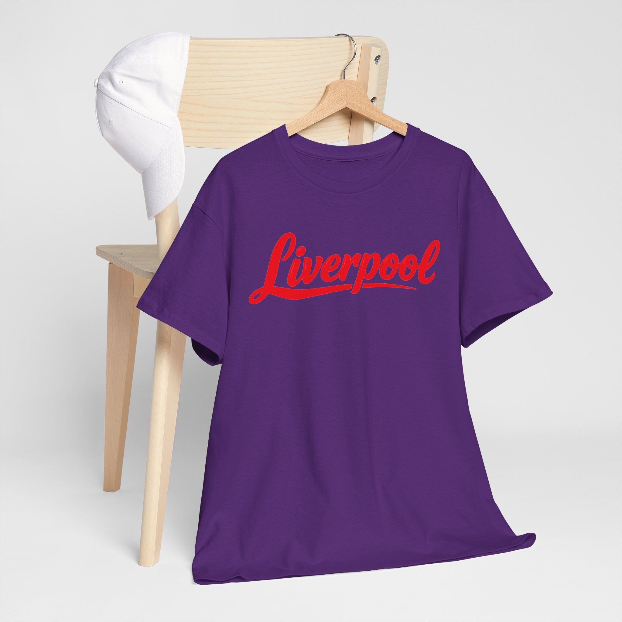 Liverpool Script T-Shirt — Retro Red Logo Tee for Fans