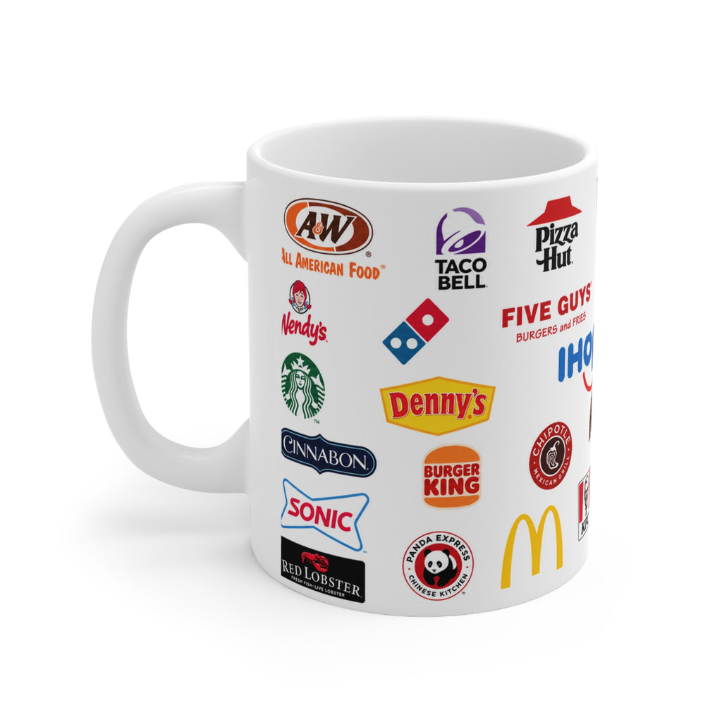 American Fast Food Chain Logos Ceramic Coffee Mug — 11oz & 15oz Collage