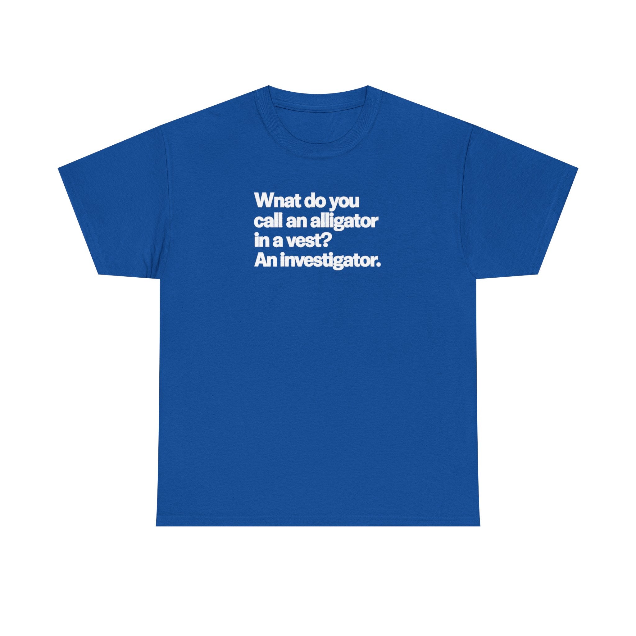 What do you call an Alligator White Minimalist Funny Tee — Subtle Embossed Text Casual T-Shirt
