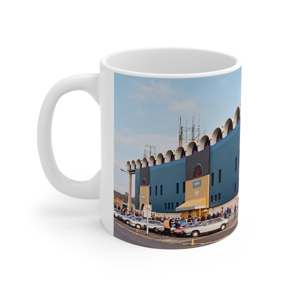Manchester City Maine Road Main Stand Ceramic Coffee Mug — Vintage Blue Arena Photo (11oz & 15oz)
