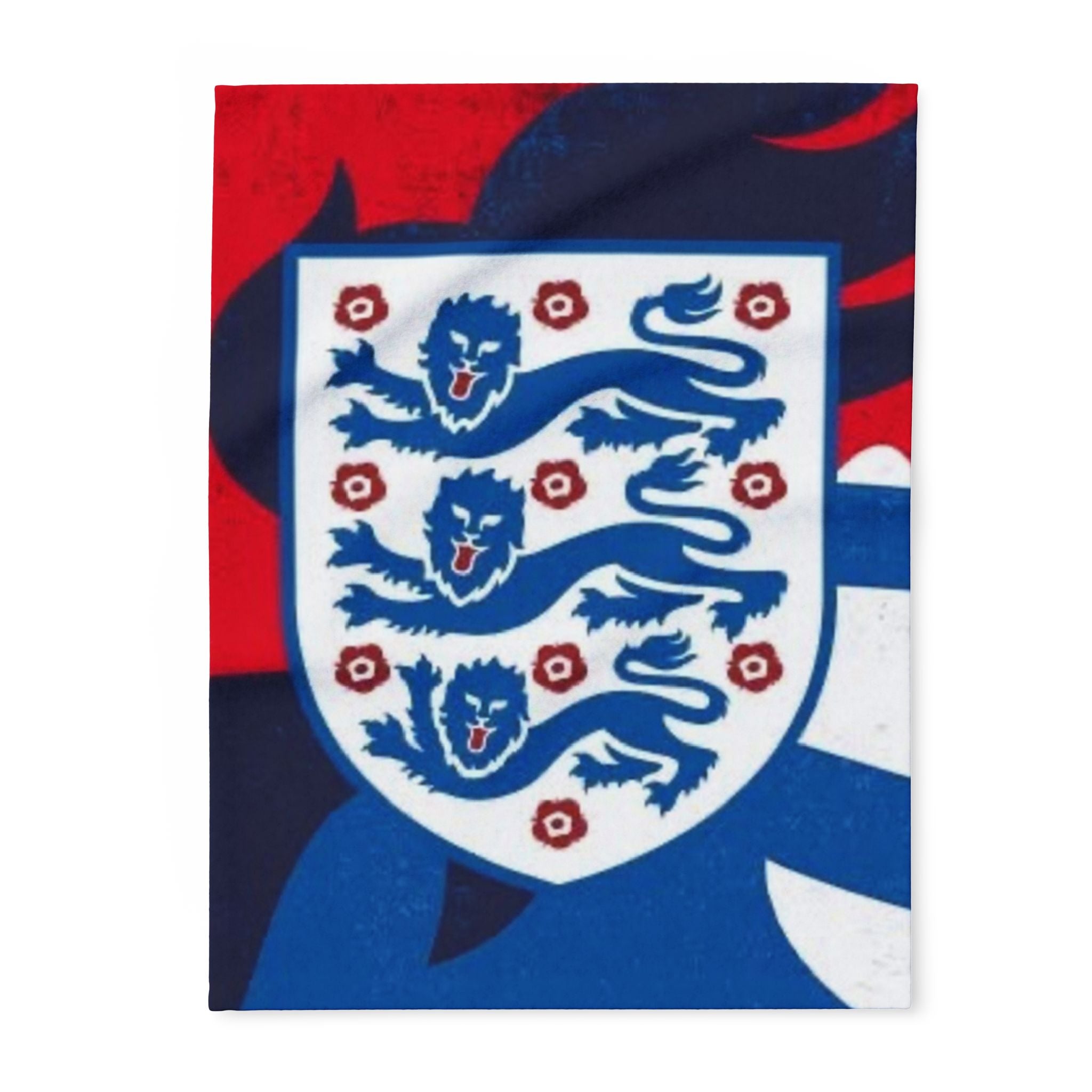 England Football Crest Fleece Blanket – Cozy Red & Blue Soccer Throw