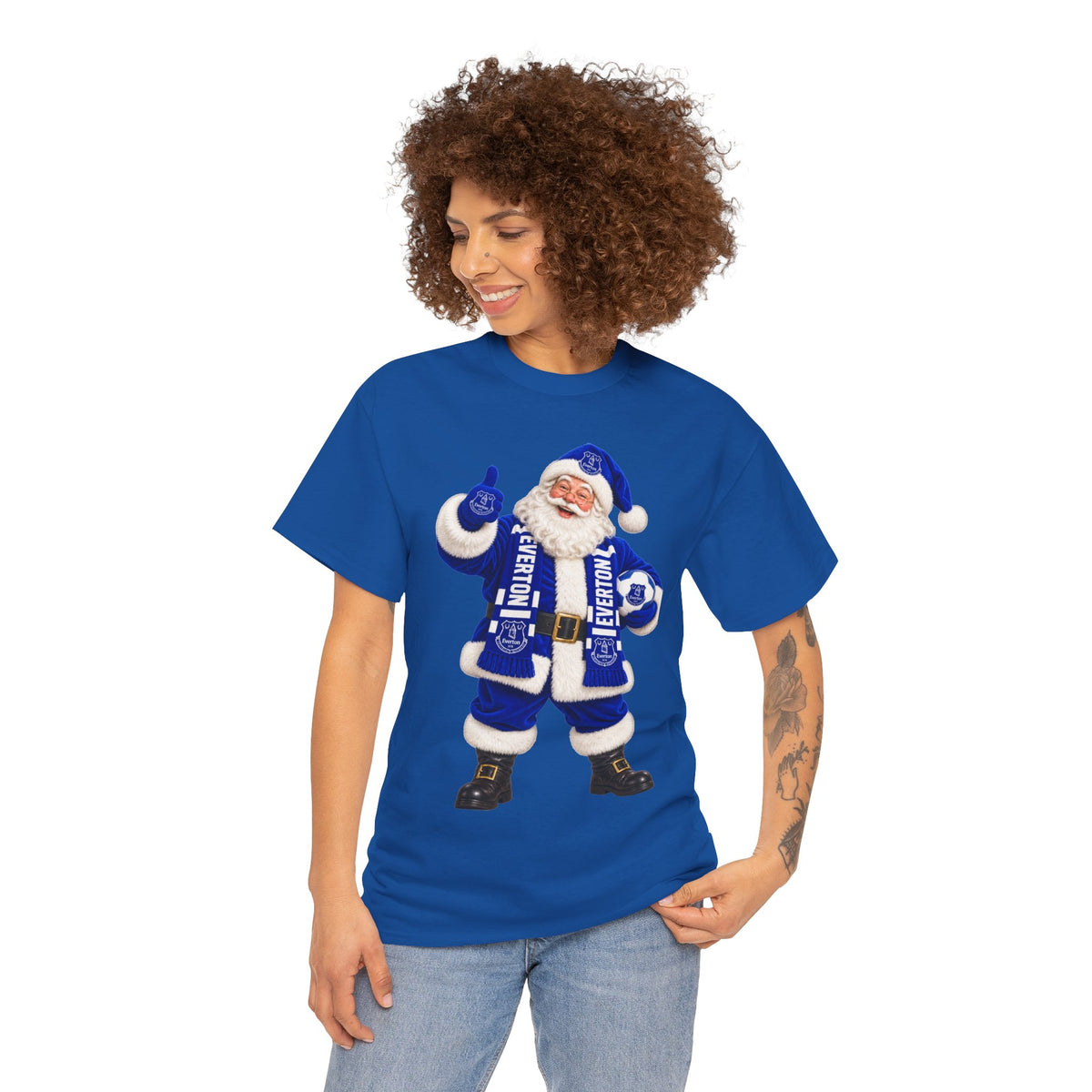 Everton Santa Scarf Christmas Tee - Holiday Vintage Santa T-Shirt