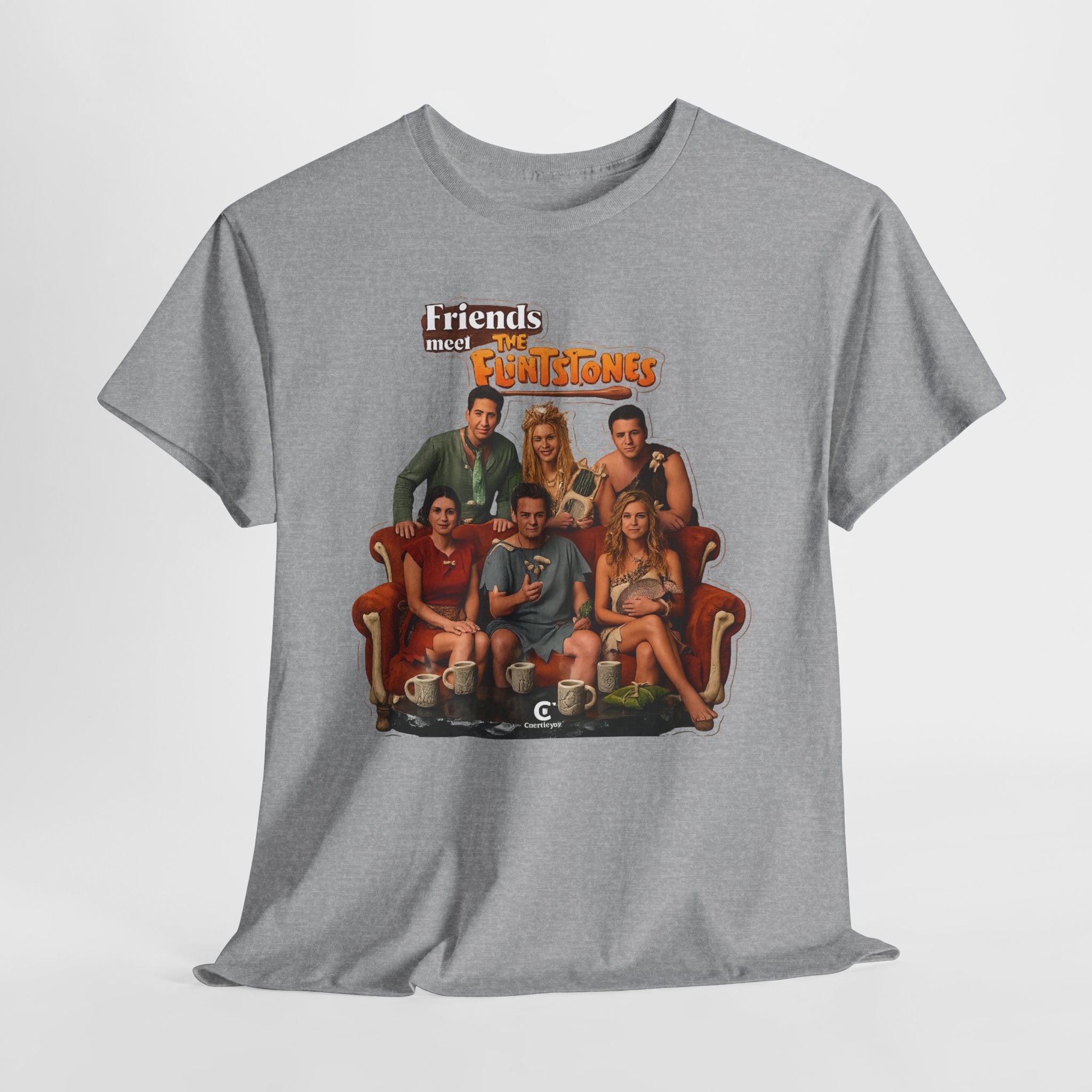 Friends meets the Flintstones TV Sitcom Cast Graphic Tee — 'Friends' Retro Couch Design