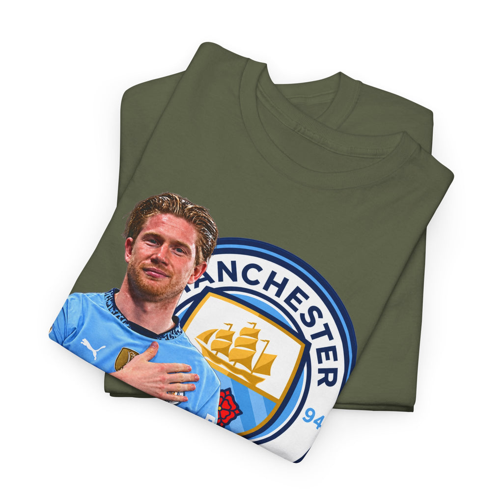 Kevin De Bruyne Manchester City Legend Cotton T-Shirt — Player Tribute Tee (Heart Badge Design)