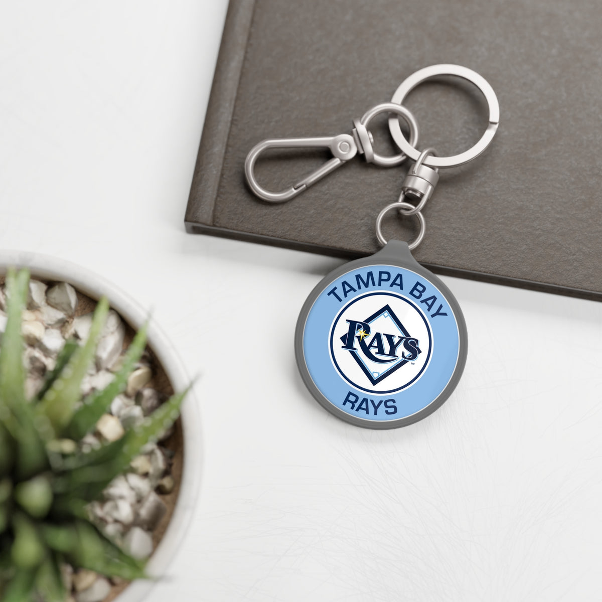 Tampa Bay Rays Round Keyring Tag — MLB Baseball Team Keychain