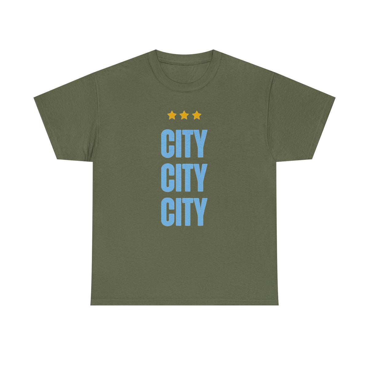 Manchester City City City Tee — Retro Three-Star Premier League Lion Soccer Shirt