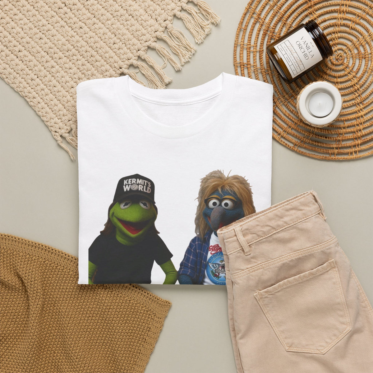 Kermit & Gonzo Waynes World Inspired Character Graphic T-Shirt