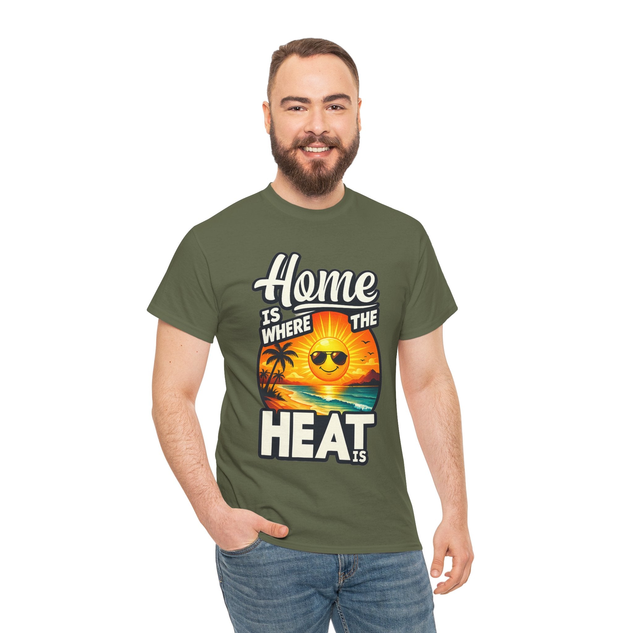Home Is Where The Heat Is T-Shirt — Retro Beach Sunset Tee