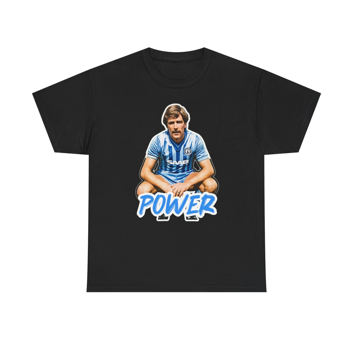 Paul Power Manchester City Legend Player Graphic Tee — Retro Football Jersey Design