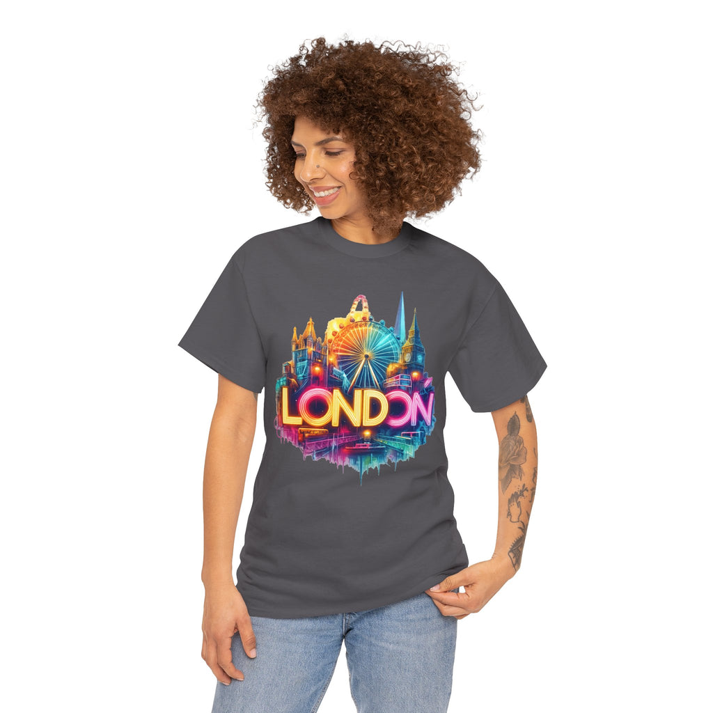 London Skyline Tee — Colorful Neon London Landmark T-Shirt