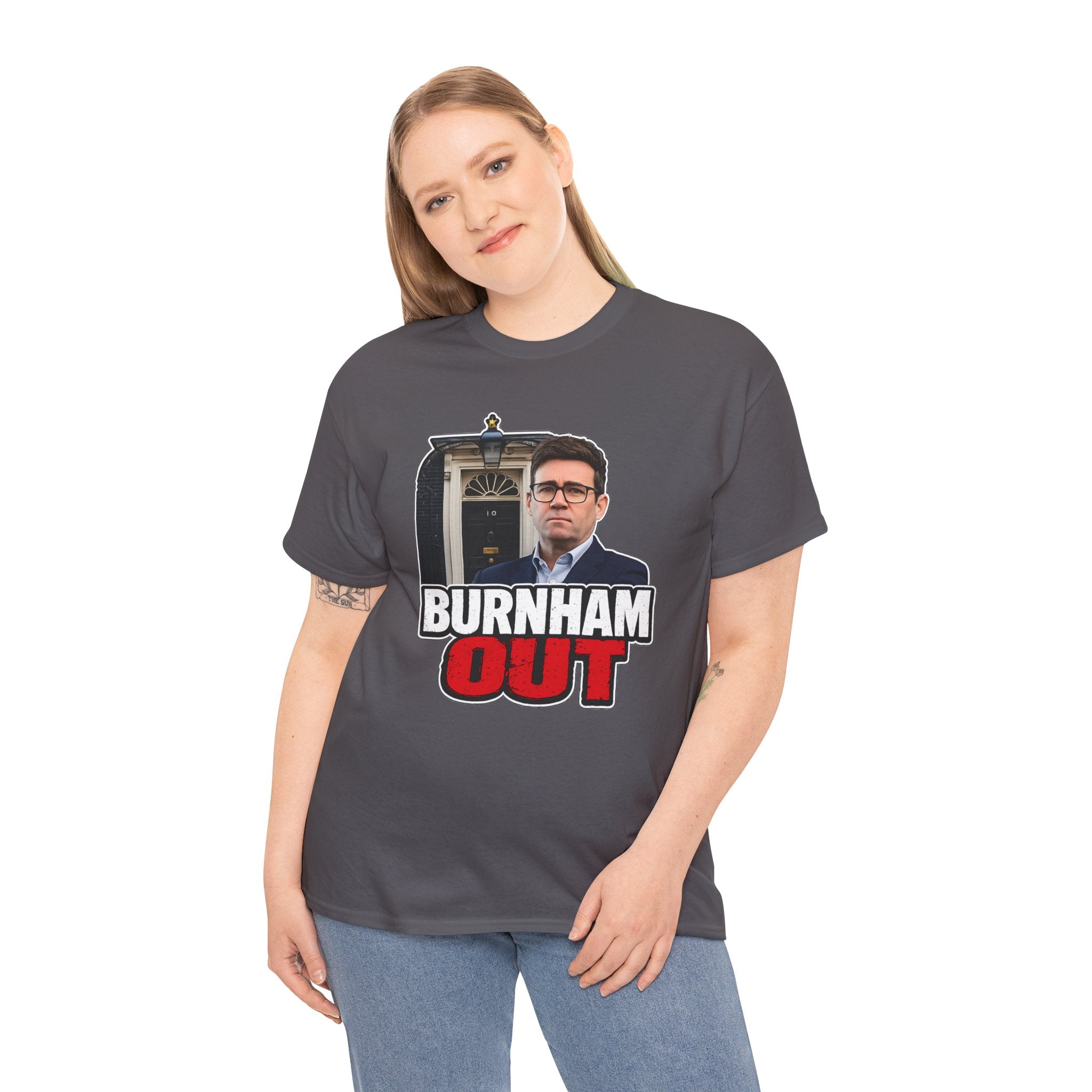 Andy Burnham Out Political Satire T‑Shirt — "Burnham Out" Protest Tee