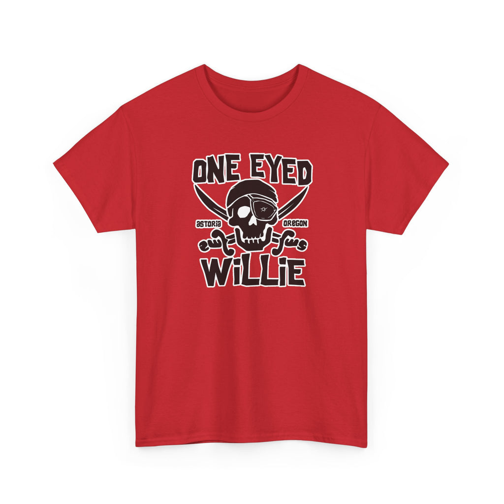 One Eyed Willie Pirate Skull Tee — Retro Nautical Adventure Graphic Shirt