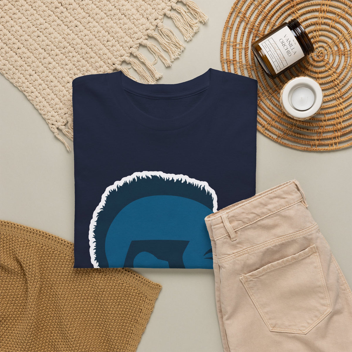 Mr T Profile Silhouette T‑Shirt – Blue Head & Gold Earring Graphic