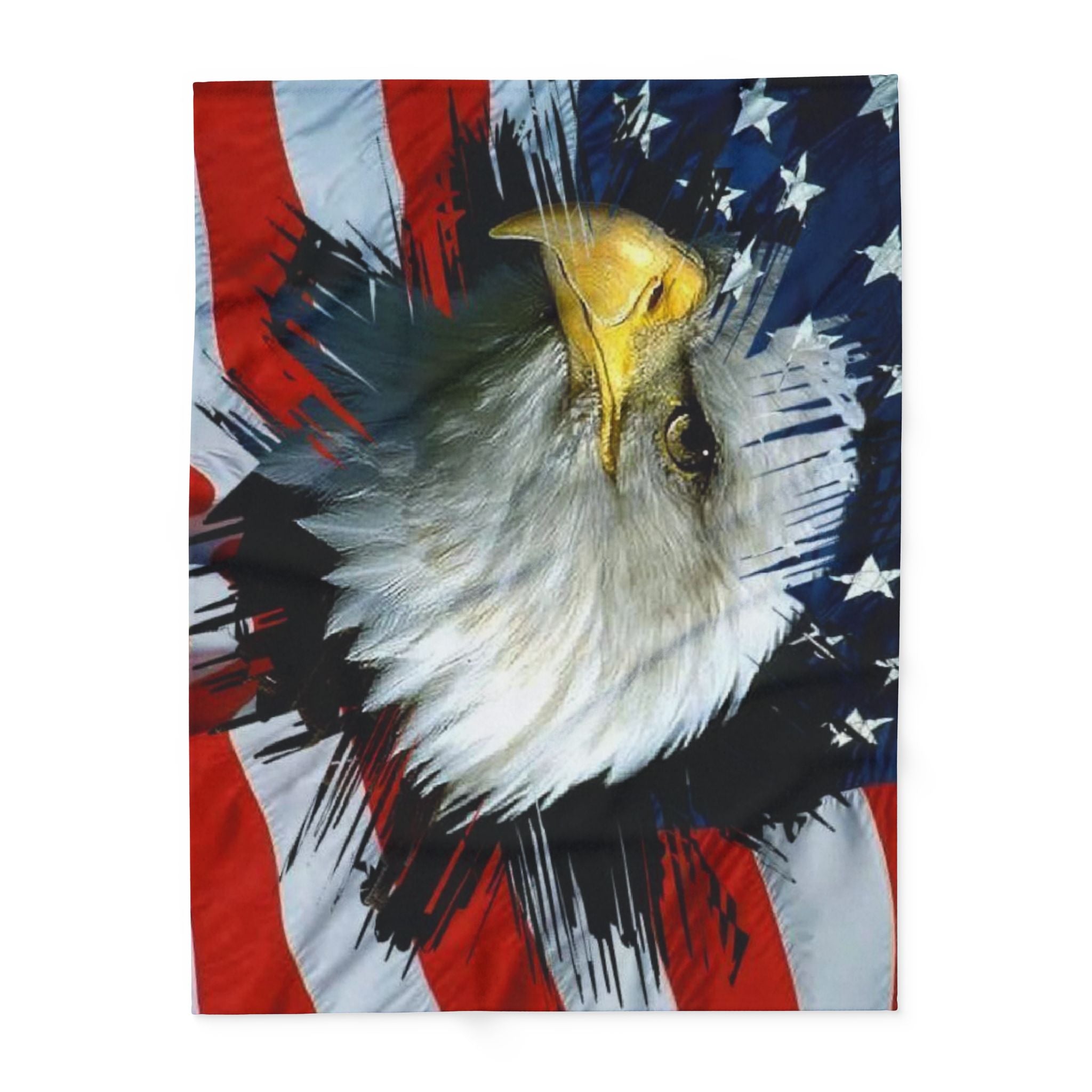 Patriotic Bald Eagle Fleece Blanket — American Flag Throw for 4th of July & Veterans