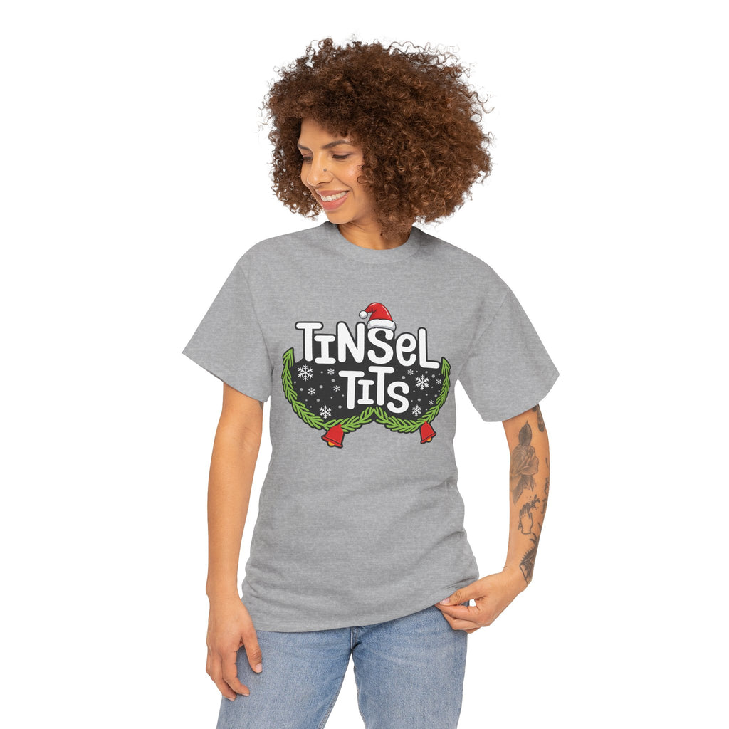 T-Shirt — "Tinsel Tits" Funny Christmas Wreath Holiday Tee