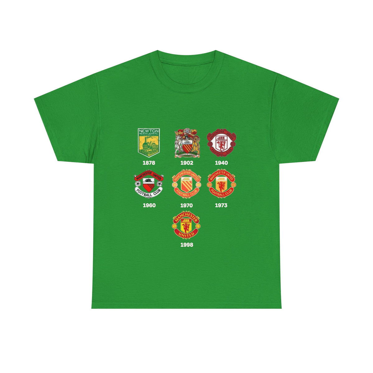 Manchester United Crest Evolution T-Shirt — Vintage Club Logo Timeline Tee