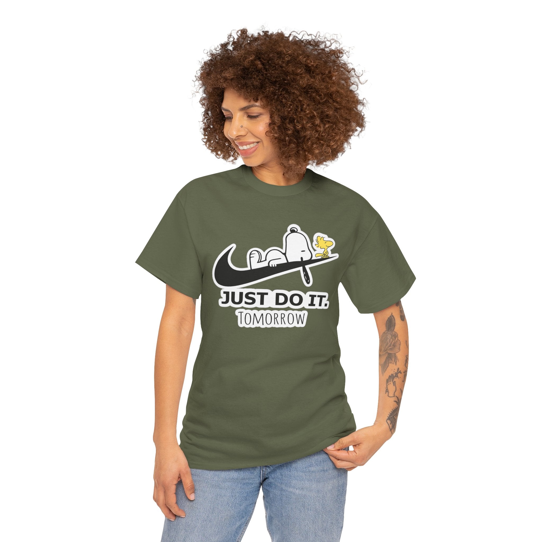 Snoopy "Just Do It Tomorrow" Graphic Cotton T-Shirt