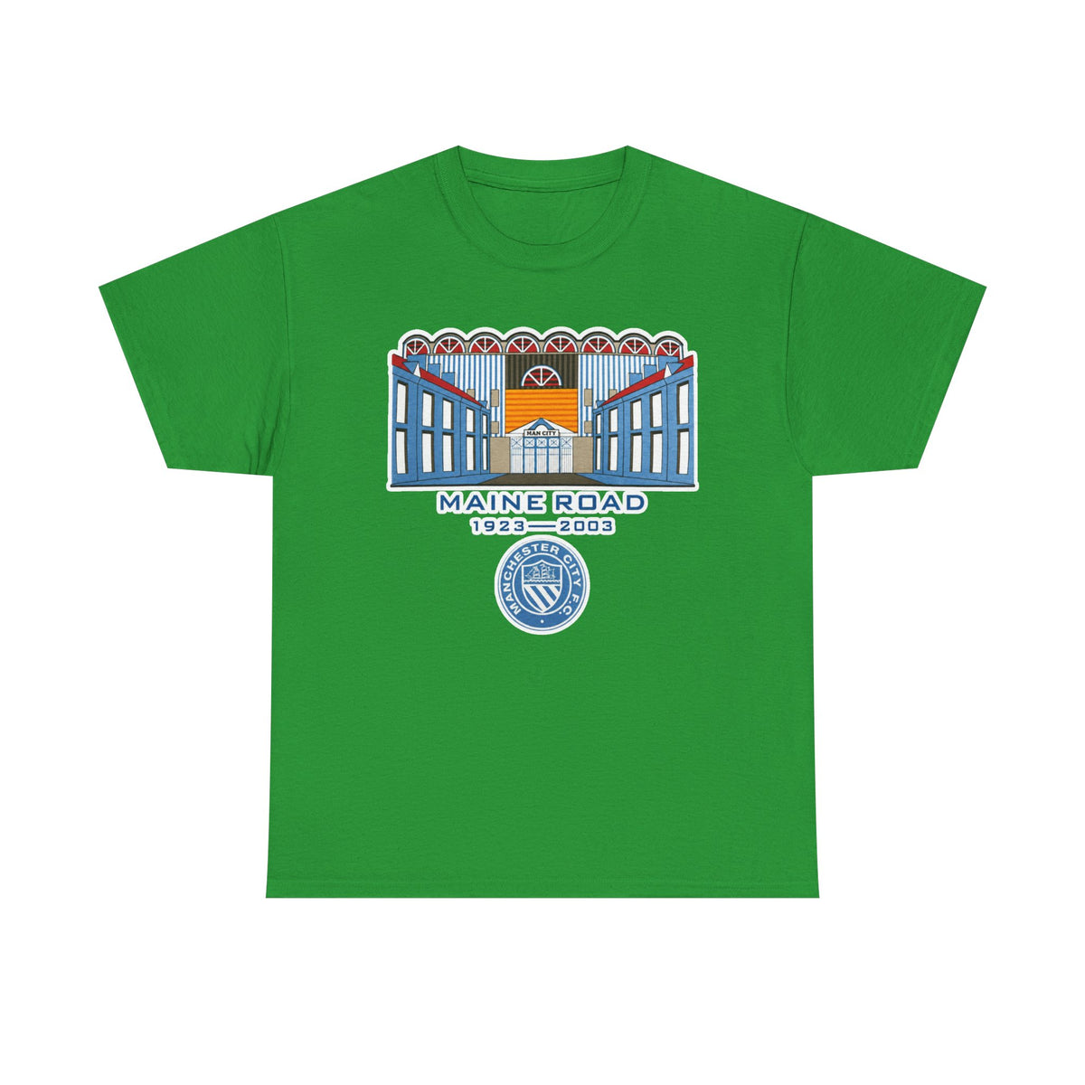 Maine Road 1923–2003 Cotton T-Shirt — Vintage Stadium Illustration Tee