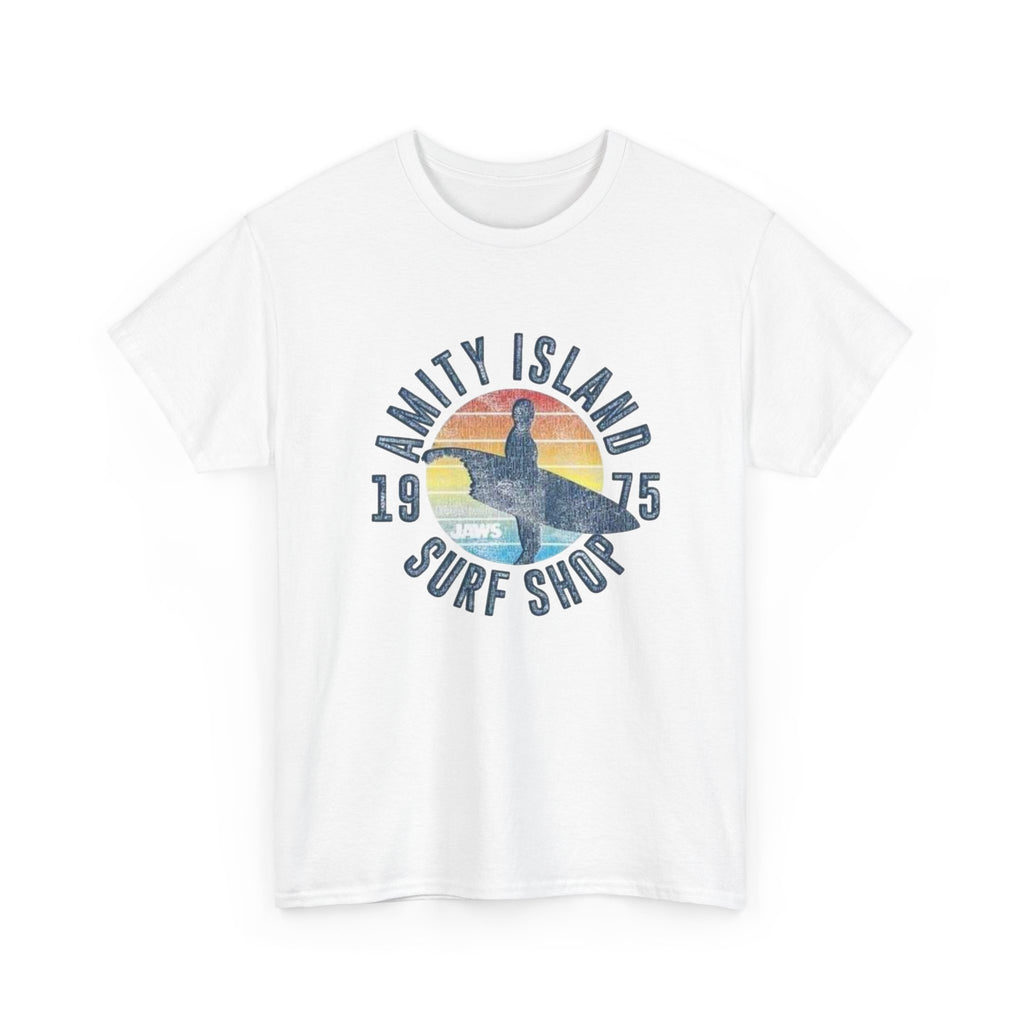 Amity Island Surf Shop Tee — Vintage Surfer Graphic T-Shirt (1975)