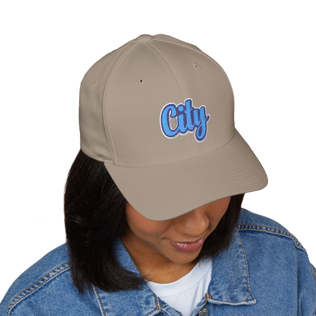 Embroidered "City" Script Closed-Back Baseball Cap
