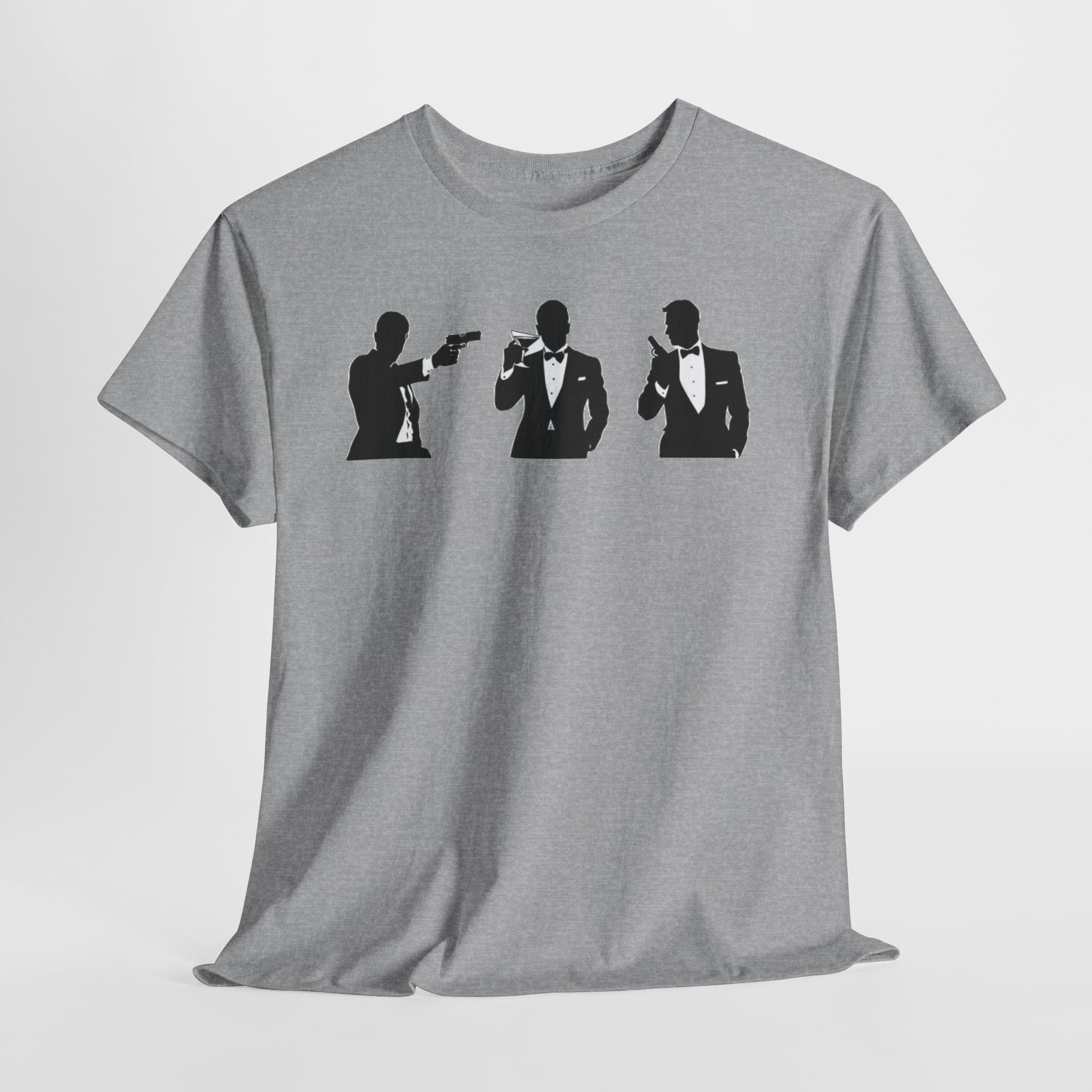 Bond in Suits Silhouette Tee — Classic James Bond Tuxedo Graphic Shirt