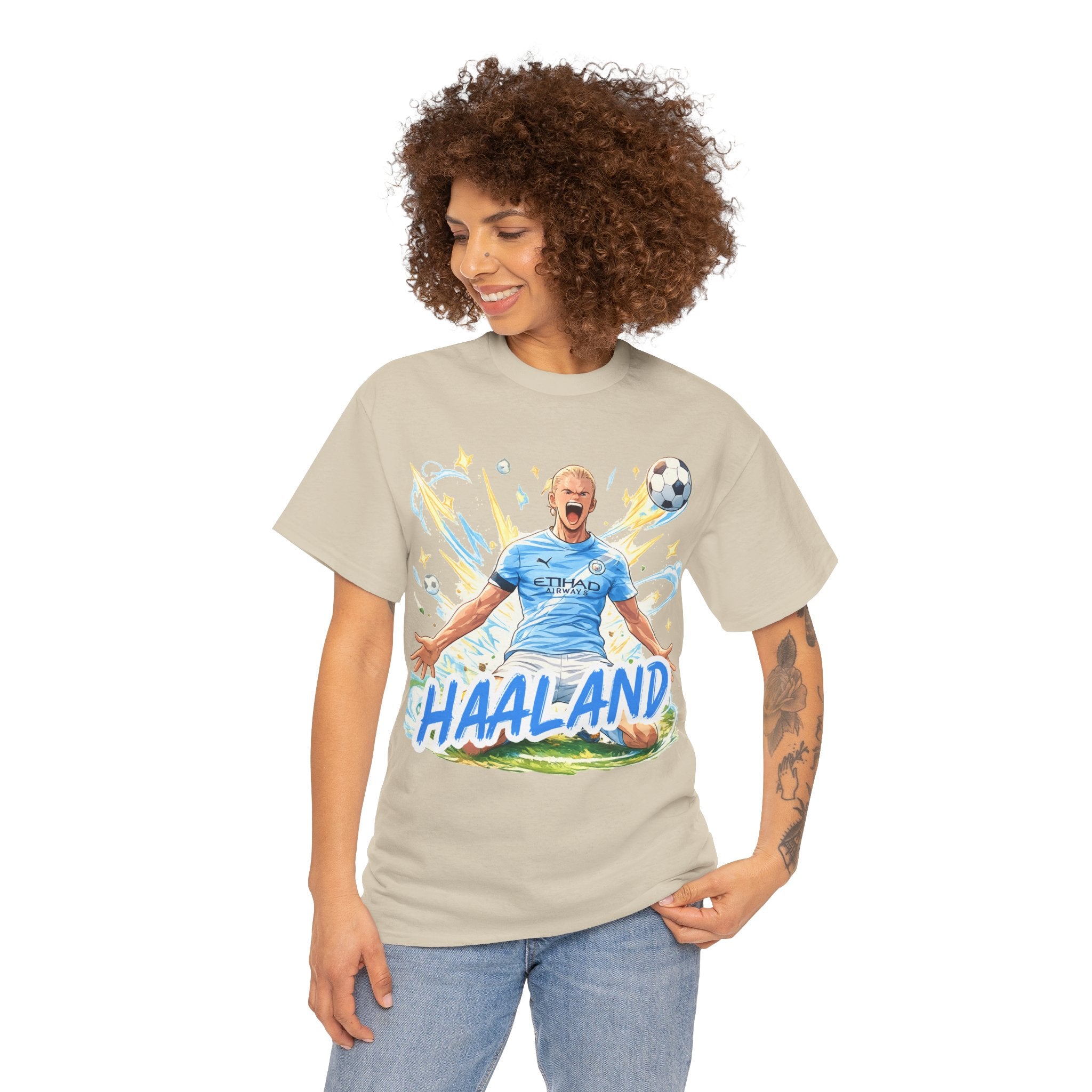 Erling Haaland Anime Fan Tee — Celebratory Football Player Graphic T-Shirt