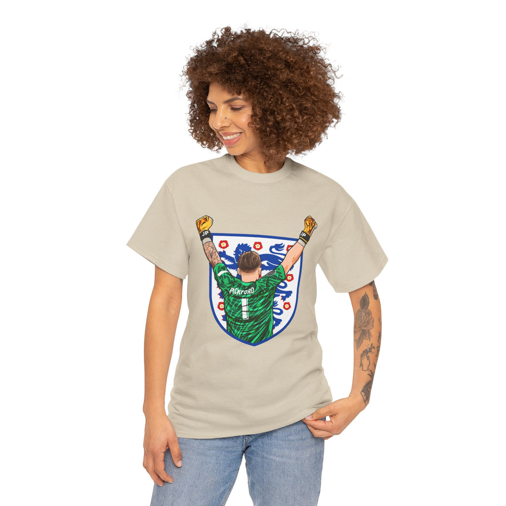 Pickford England Number 1 Goalkeeper Graphic Tee — Victory Pose Jersey Design