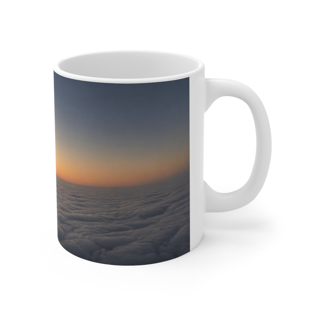 Aerial Sunset Plane Wing Ceramic Mug — Travel Coffee Cup (11oz, 15oz)