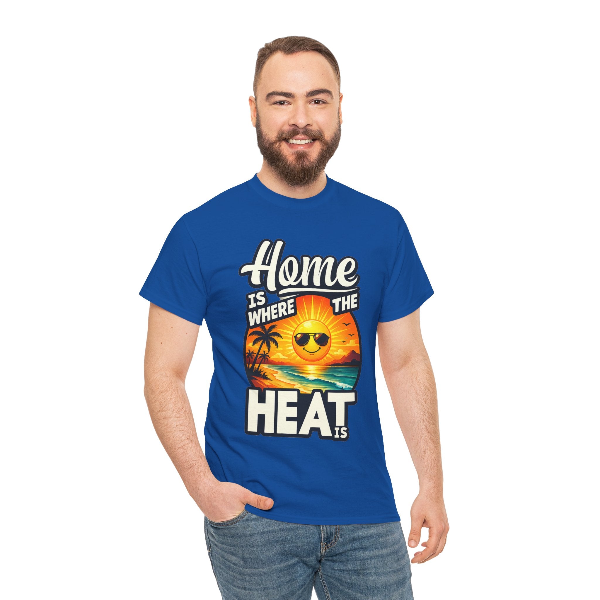 Home Is Where The Heat Is T-Shirt — Retro Beach Sunset Tee