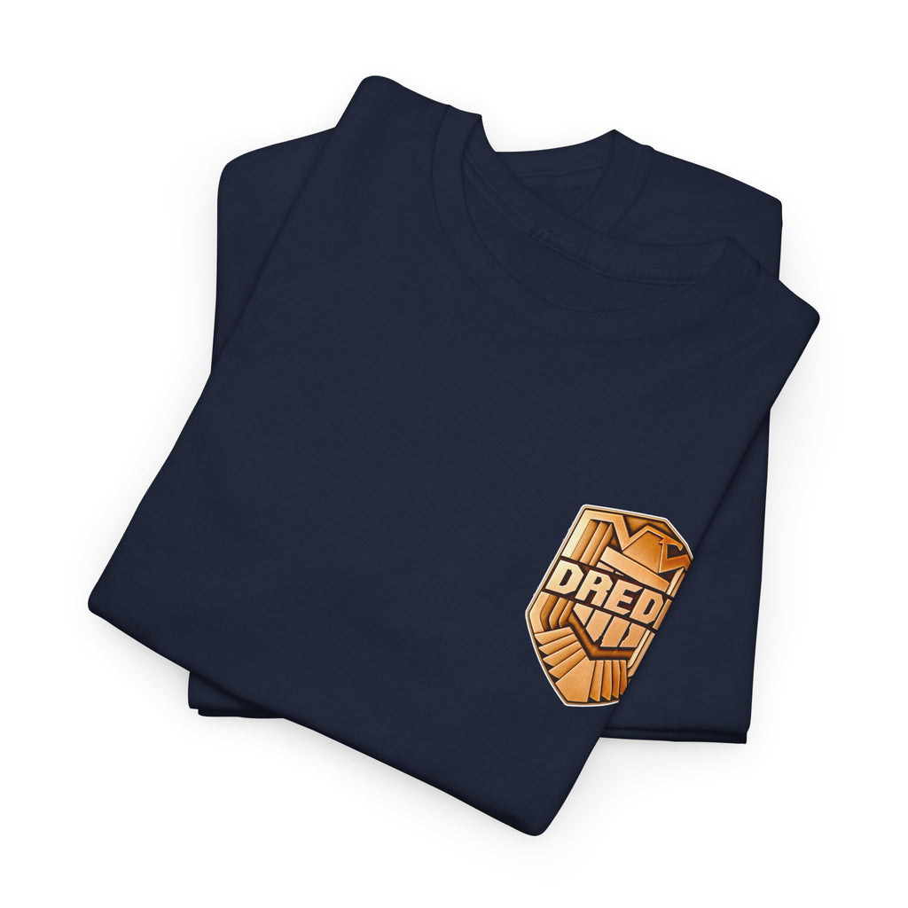 Dredd Shield Badge T-Shirt — Retro Law Enforcement Logo Tee