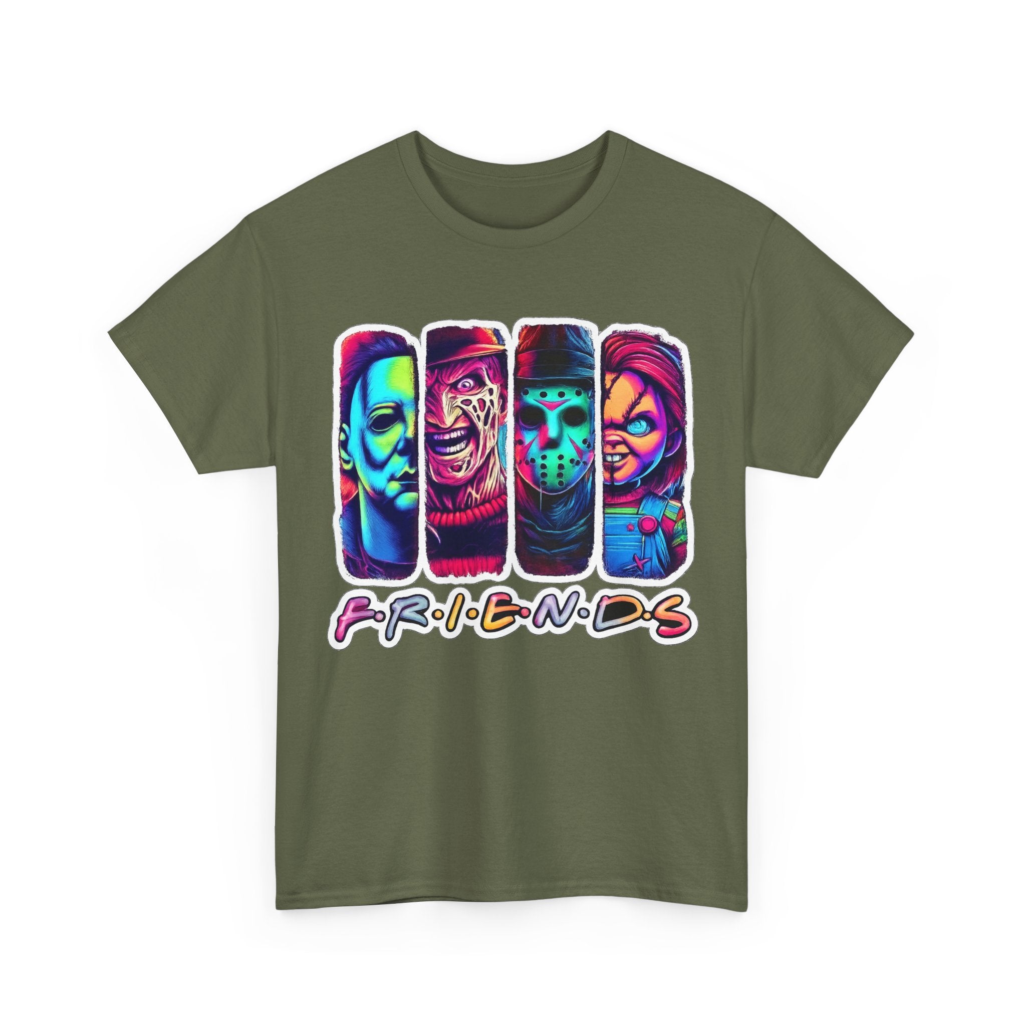 Halloween Horror Icons "Friends" T-Shirt — Neon Retro Slasher Tee