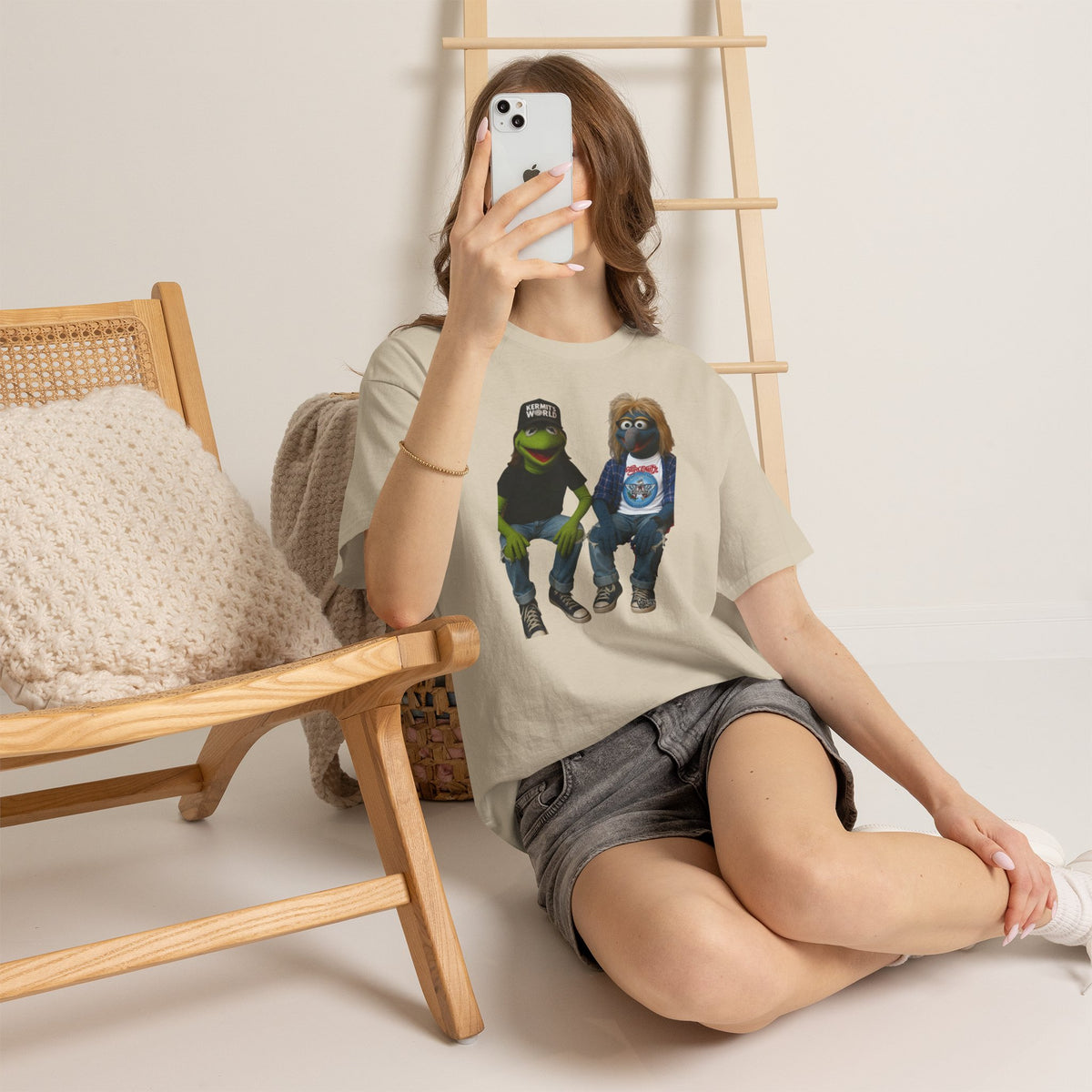 Kermit & Gonzo Waynes World Inspired Character Graphic T-Shirt