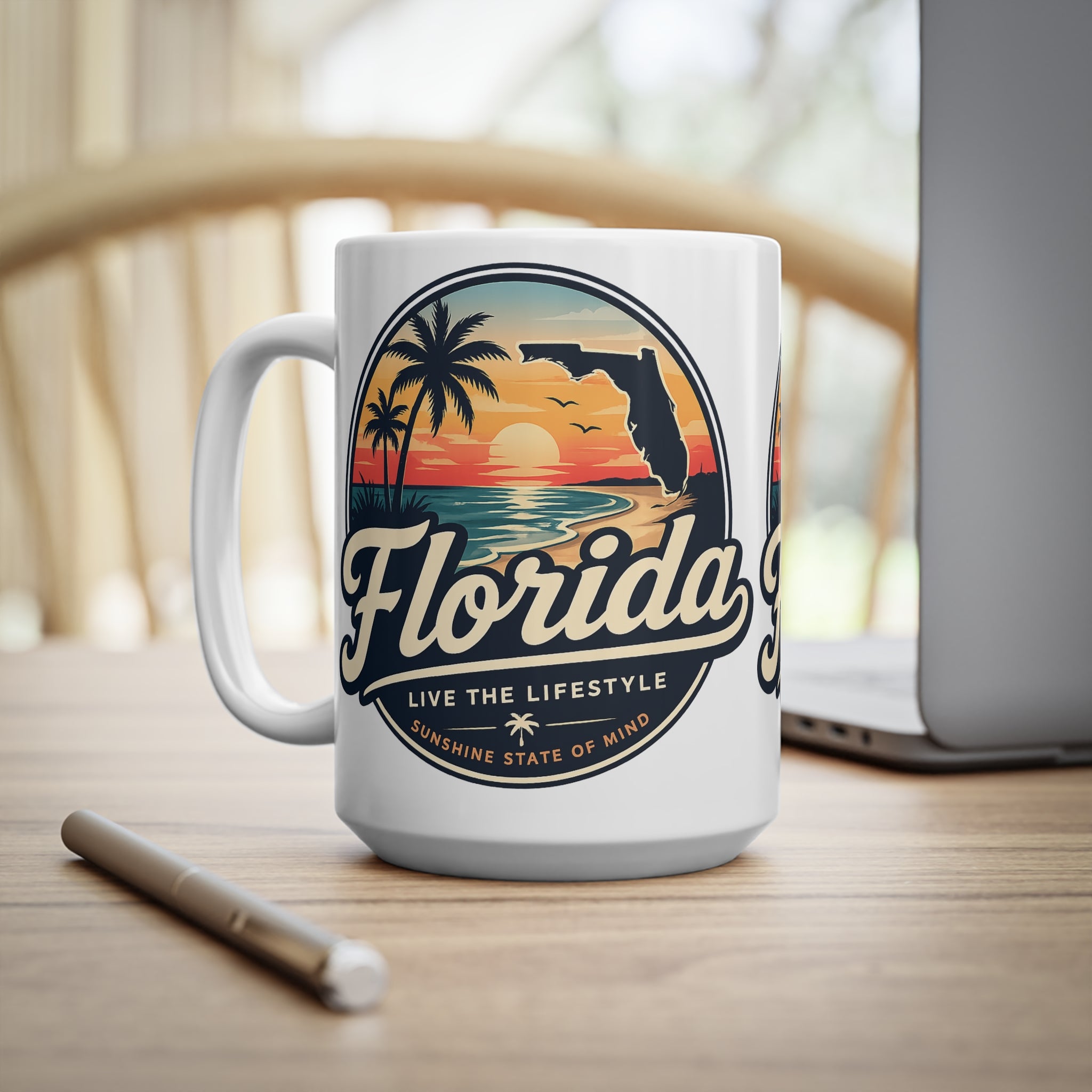Florida Sunset Coffee Mug — Retro Palm Beach Ceramic Cup (11oz & 15oz)