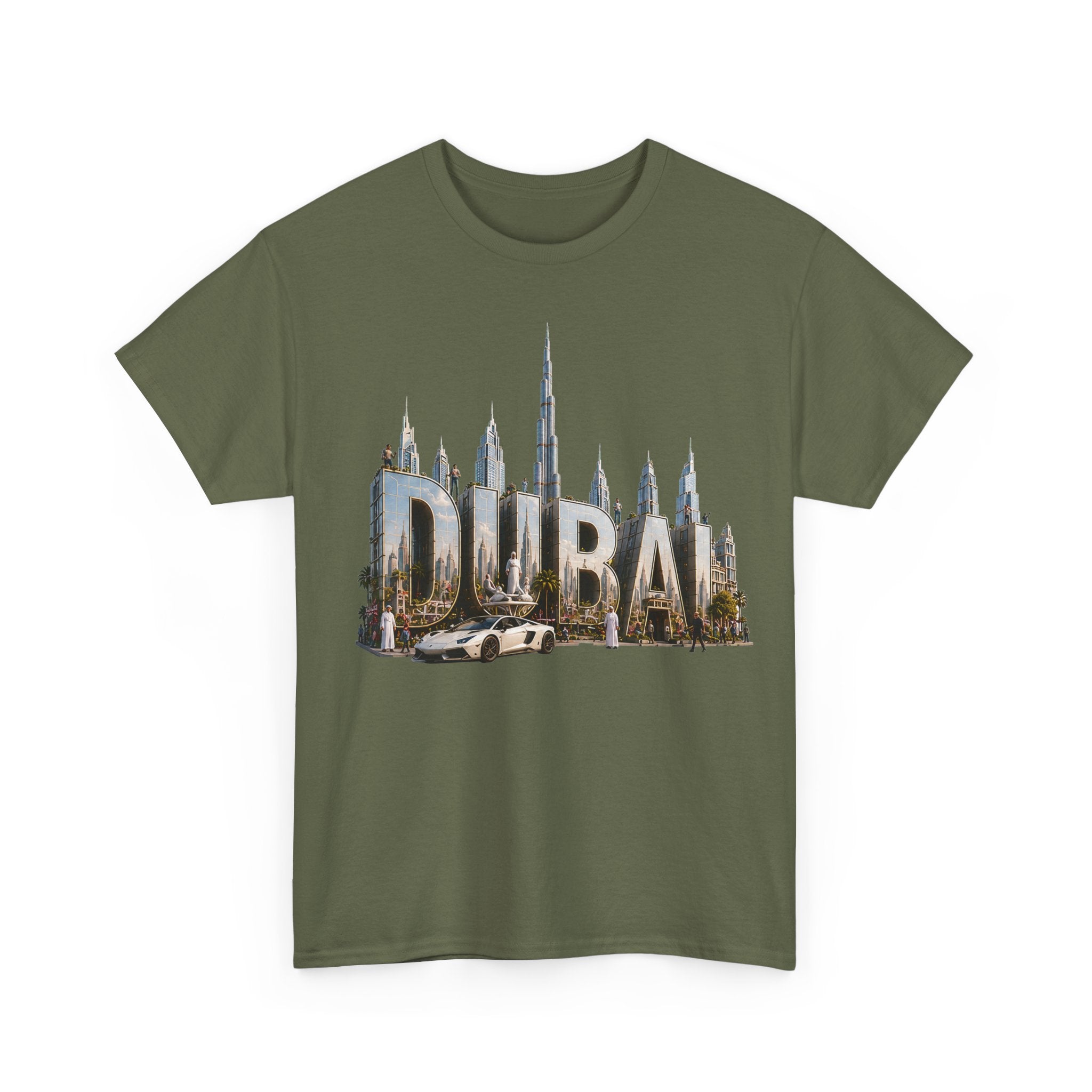 Dubai Skyline T-Shirt — Dubai Cityscape Graphic Tee with Burj Khalifa