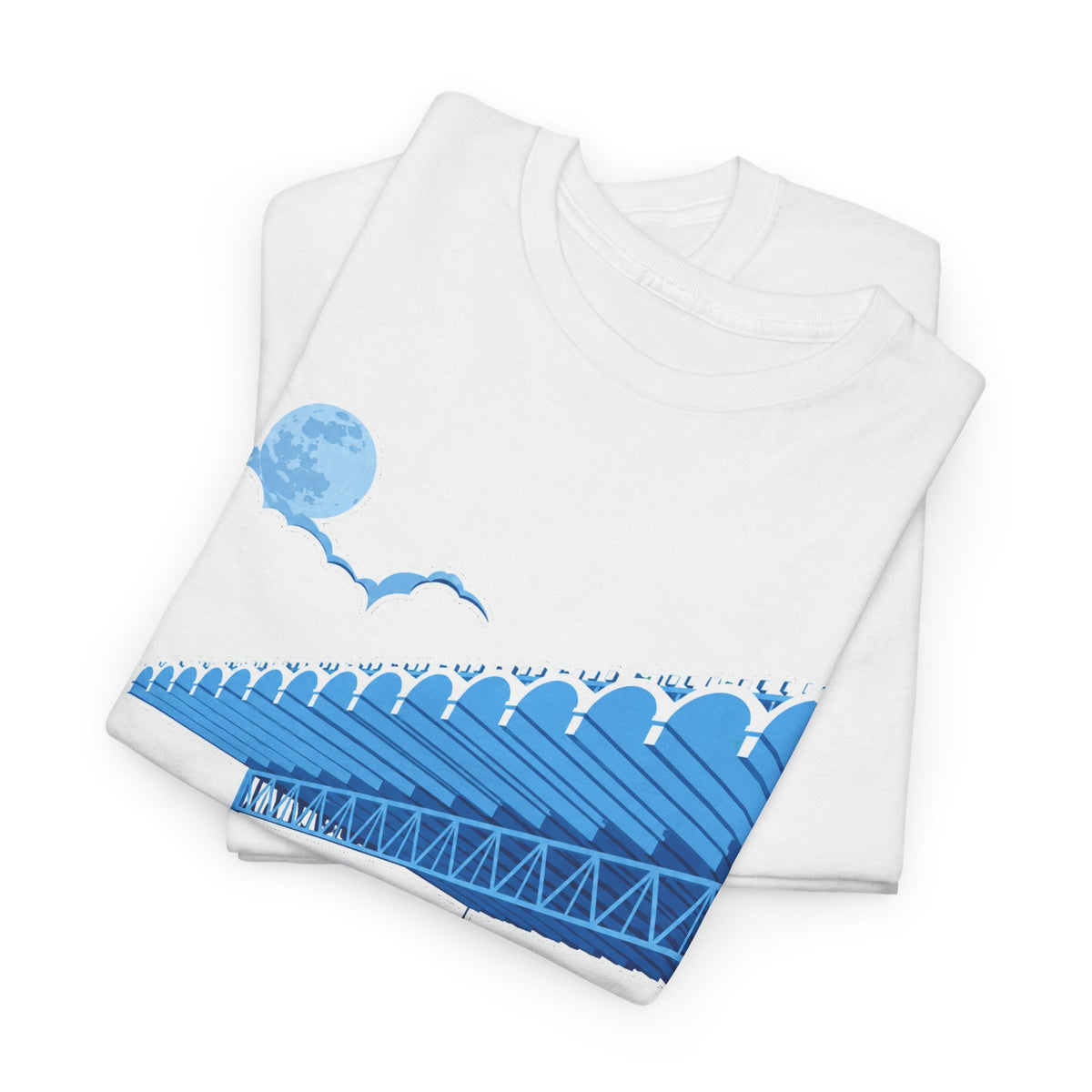 Manchester City Maine Road, Main Stand Cotton T-Shirt — Blue Retro Sports Venue Tee