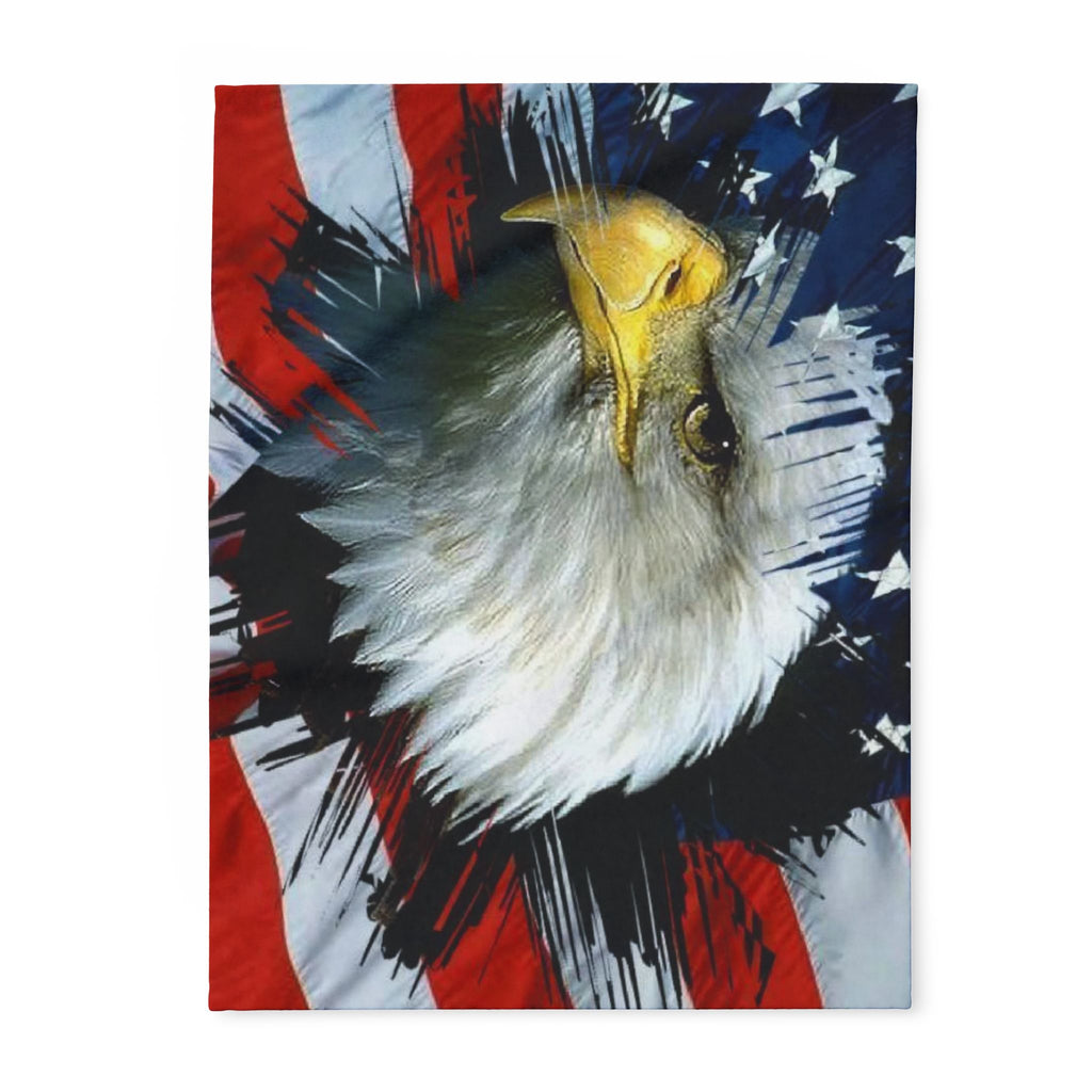 Patriotic Bald Eagle Fleece Blanket — American Flag Throw for 4th of July & Veterans