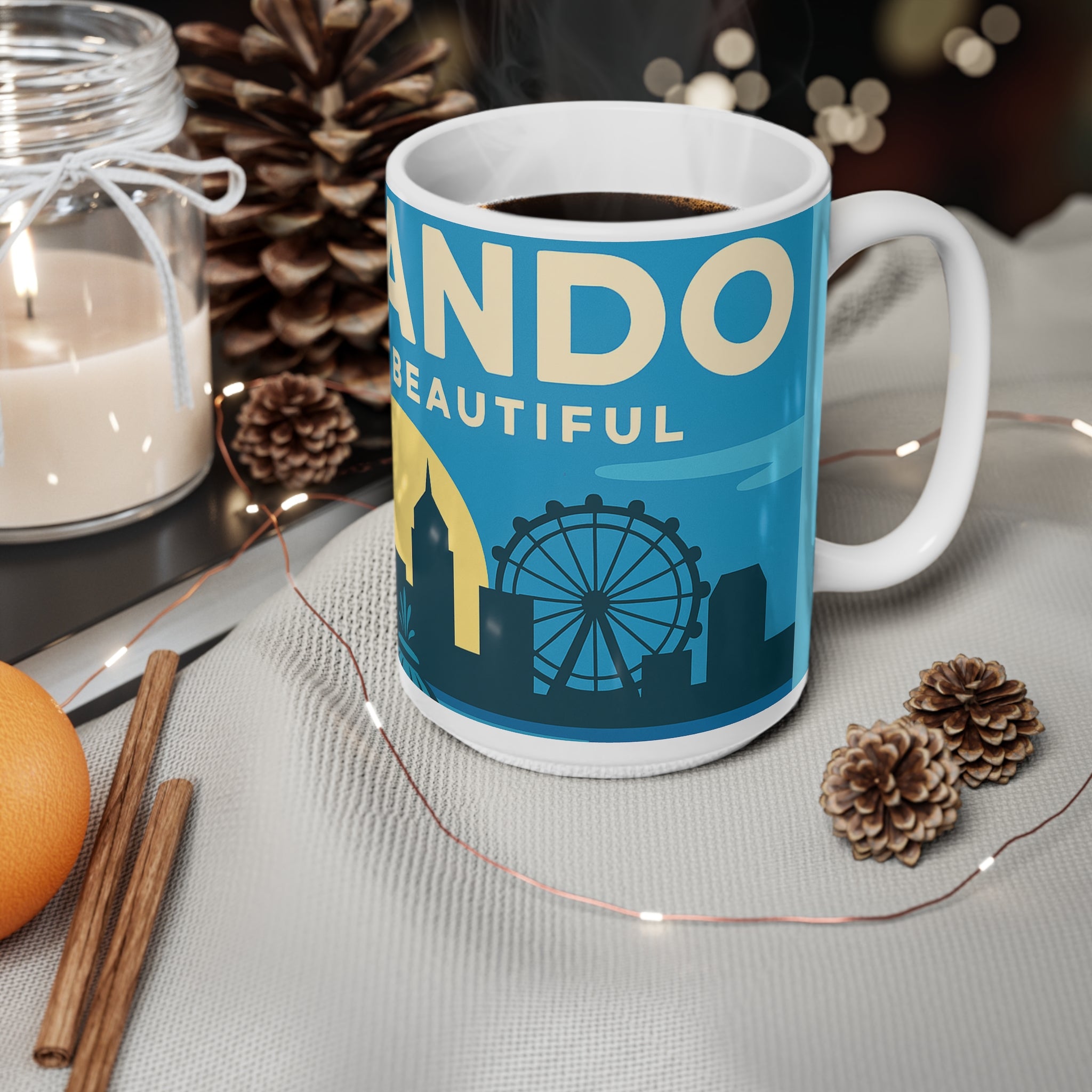 Orlando Skyline Coffee Mug — "Orlando The City Beautiful" Retro Travel Ceramic Cup
