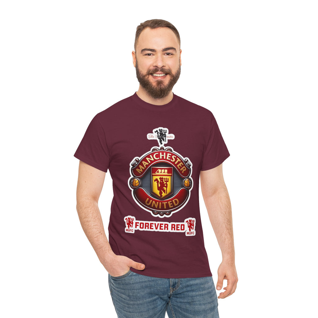 Manchester United Inspired Football Crest Tee — "Forever Red" Supporter Shirt