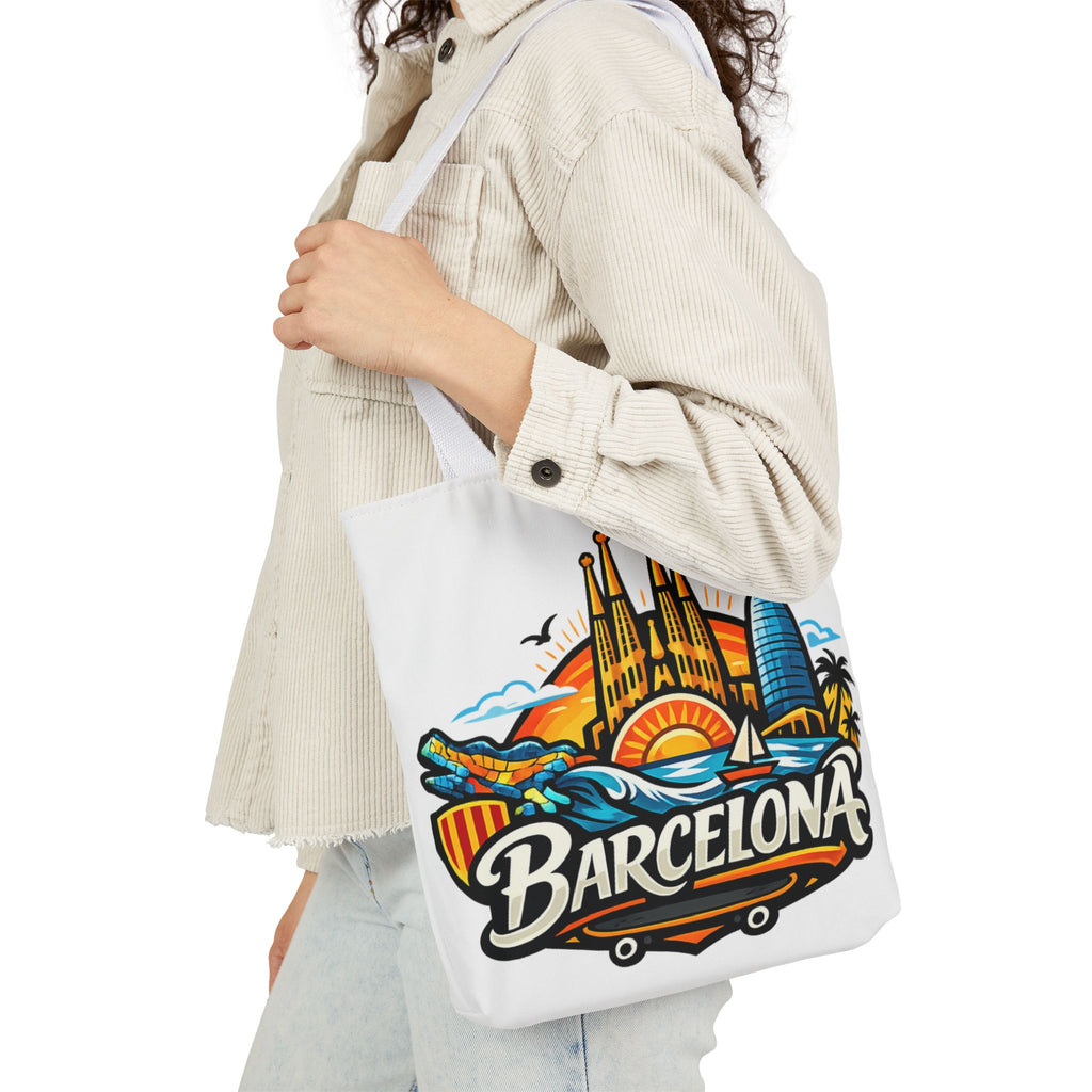 Barcelona Skyline Canvas Tote Bag — Colorful Travel Souvenir Tote