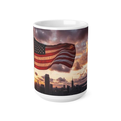 American Flag Sunrise Ceramic Coffee Mug — Patriotic USA 11oz & 15oz