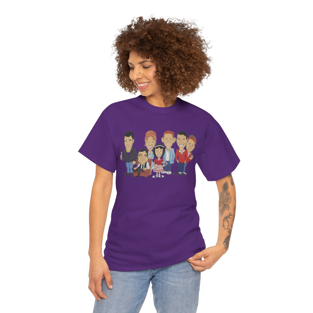 Happy Days Retro TV Cast Cartoon Tee - Vintage Sitcom Character Group Shirt