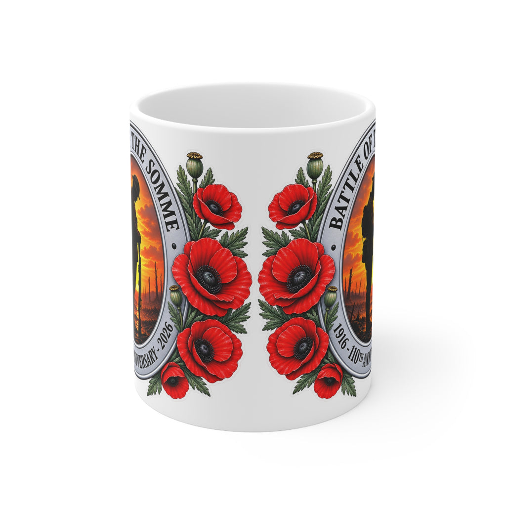 Battle of the Somme Poppy Memorial Mug — 11oz & 15oz Ceramic Coffee Cup