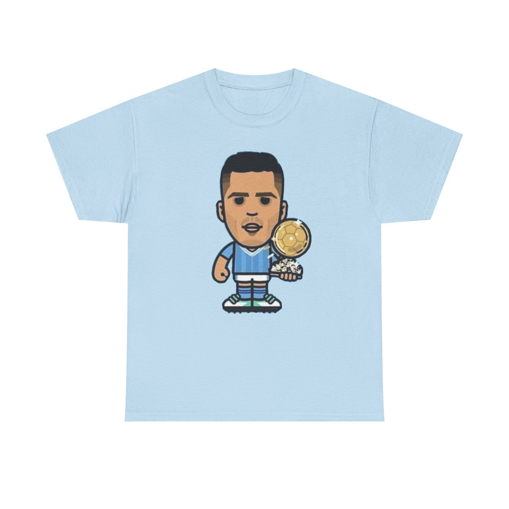 Rodri Manchester City Cartoon Tee — Player Holding Trophy Graphic Shirt