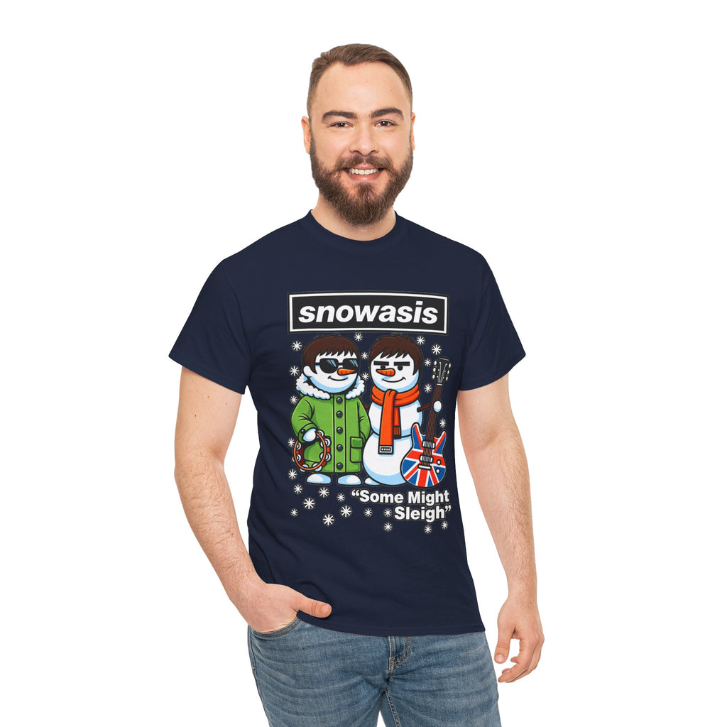 Snowasis ‘Some Might Sleigh’ Christmas Snowman #Oasis Inspired Cotton T-Shirt / Tee