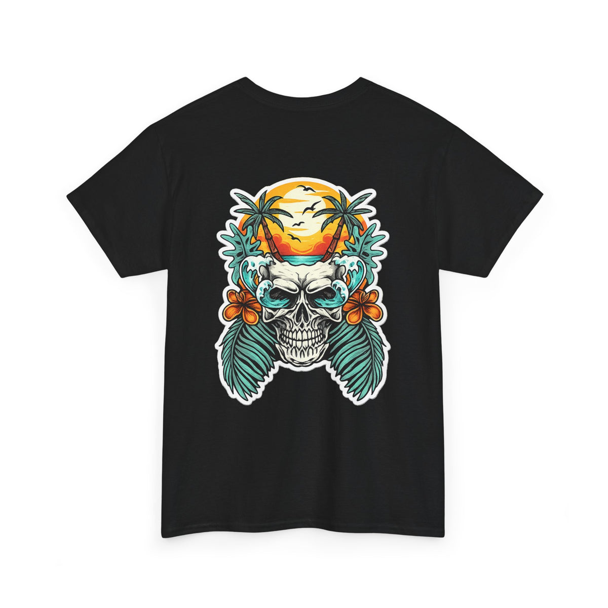 Tropical Skull Tee — Sunset Palm Beach Skull T-Shirt