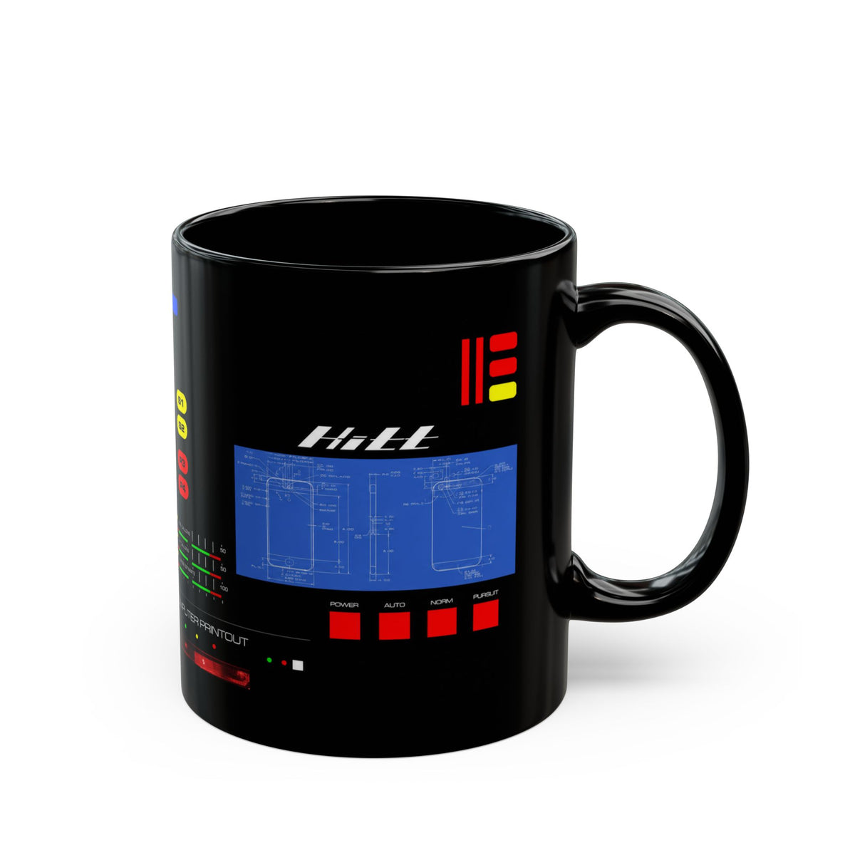 Knight Rider Kitt Dashboard Computer Console Black Mug — Futuristic Control Panel Design (11oz & 15oz)